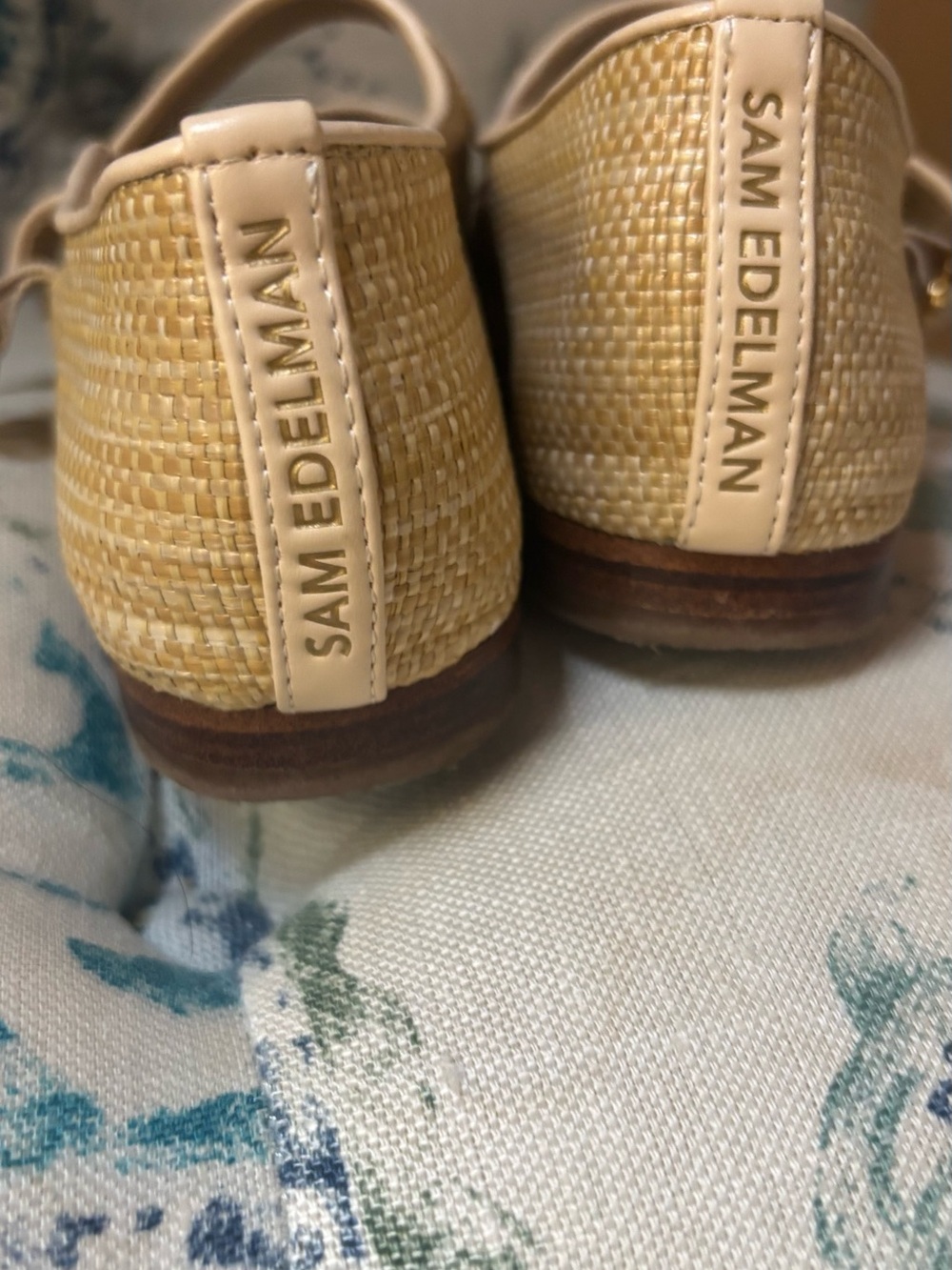 Sam Edelman Raffia Woven Mary Jane Flats with Gold Buckle - Picture 4 of 6